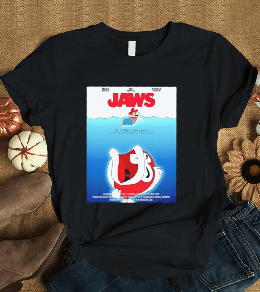 Mario Jaws Big Bertha Bowser Koopa Movie T-Shirt