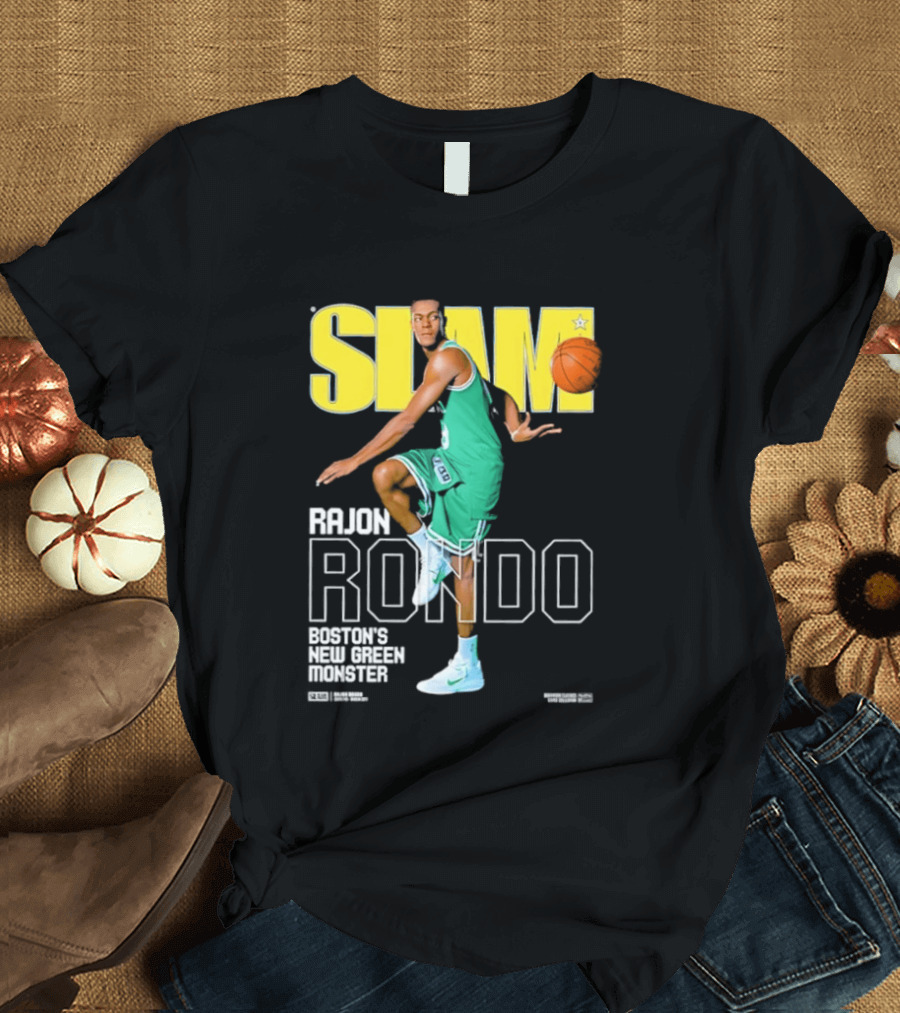 Slam Magazine Cover Rajon Rondo Boston New Green Monster Basketball T-Shirt