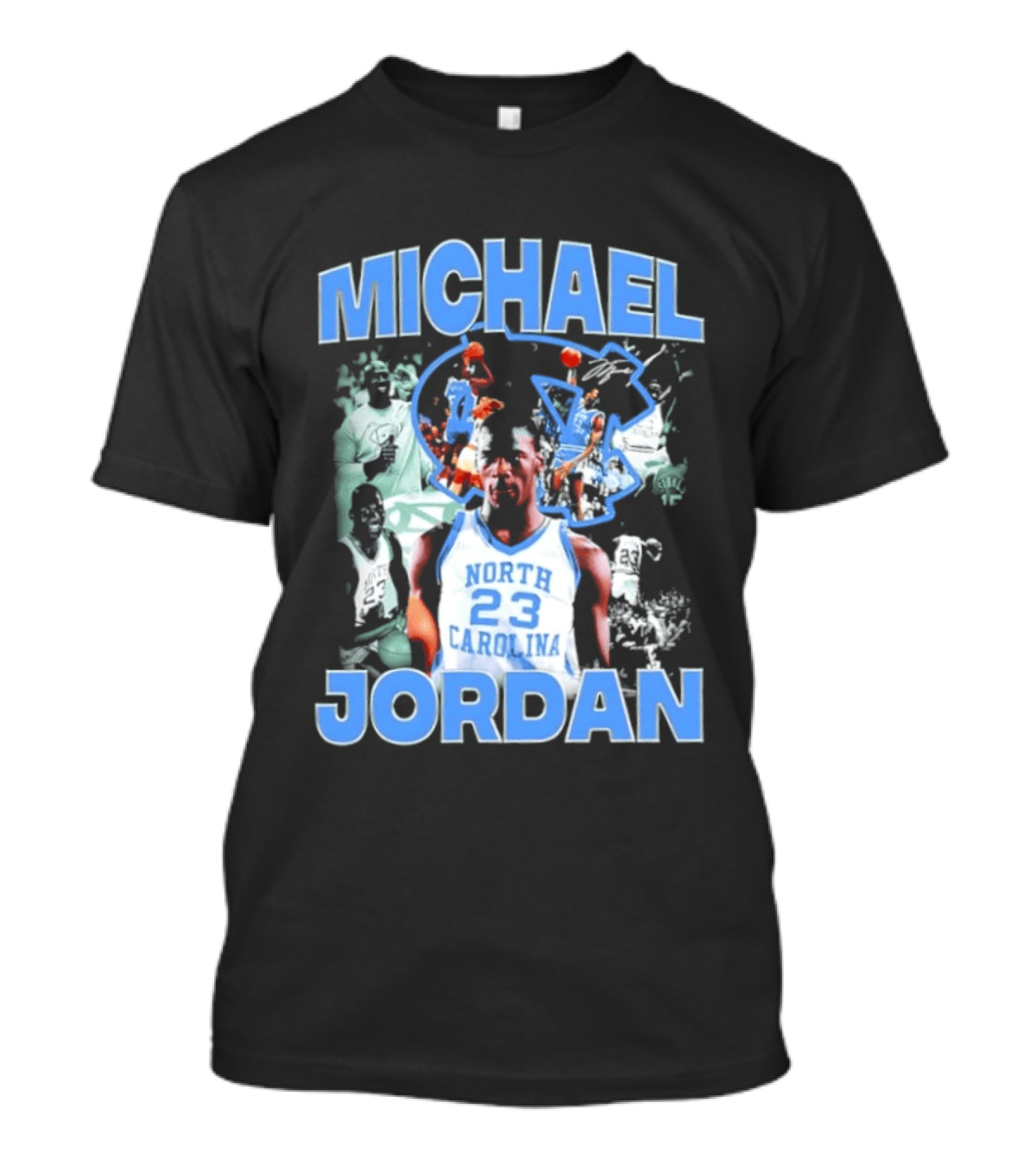 Michael Jordan 23 North Carolina Tar Heels Basketball Iconic Blue And White T-Shirt
