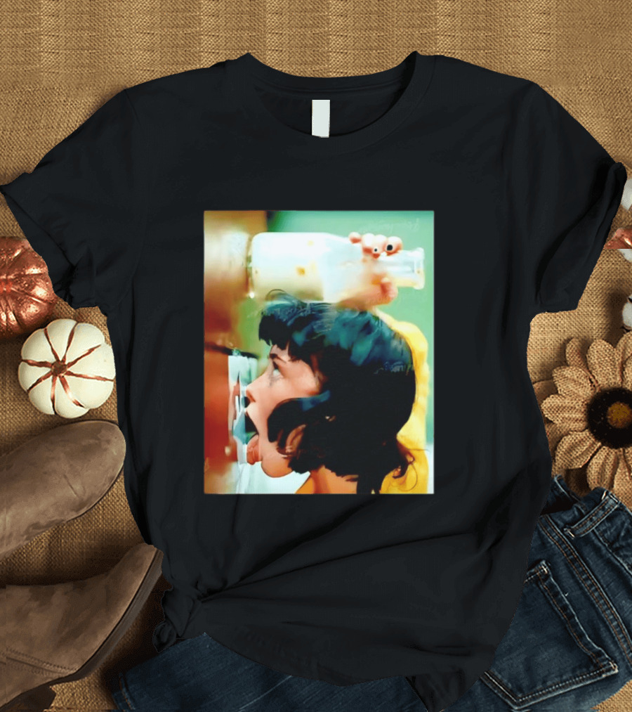 The Girl With Banging Head Licking Milk Scene T-Shirt