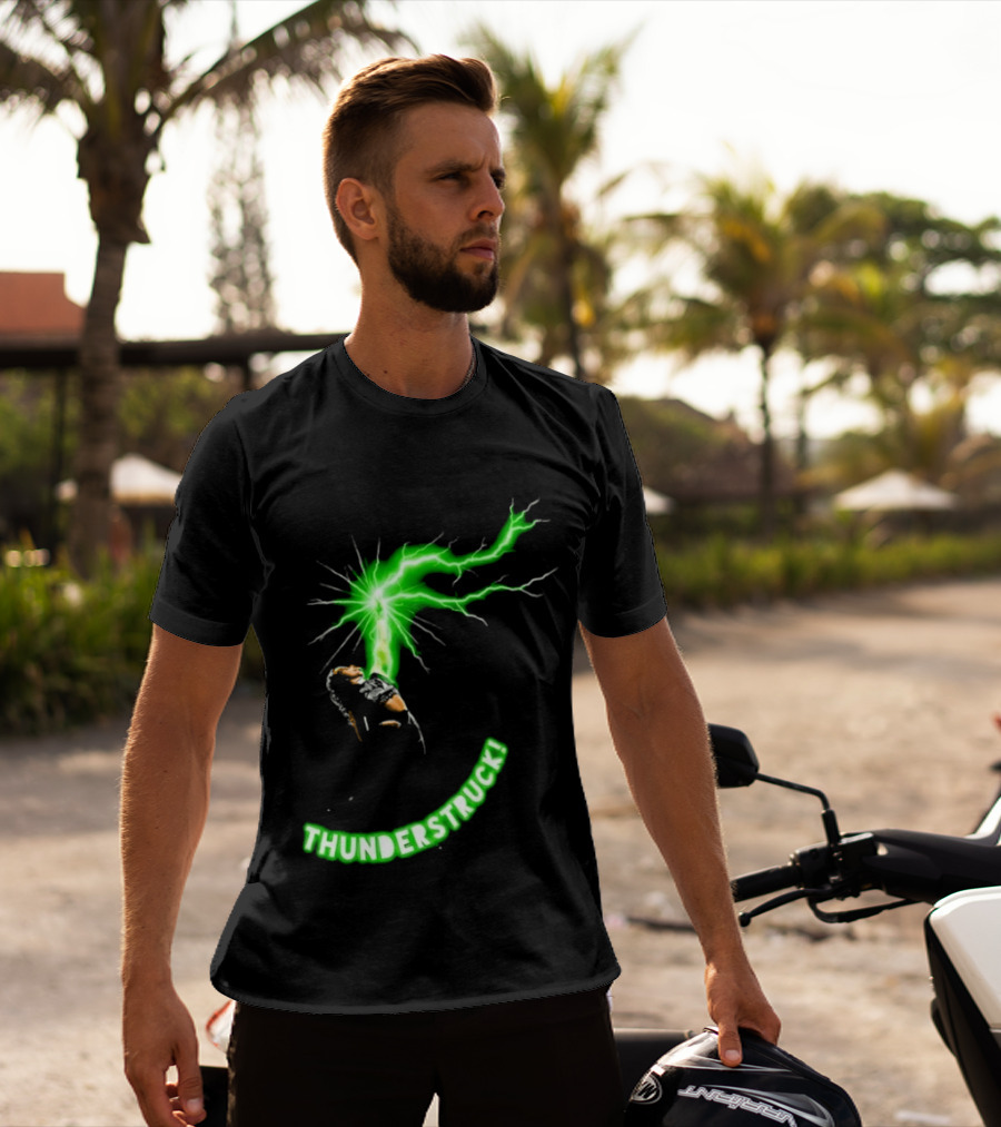 Thunderstruck Green Lightning Female Wrestler Power Burst T-Shirt