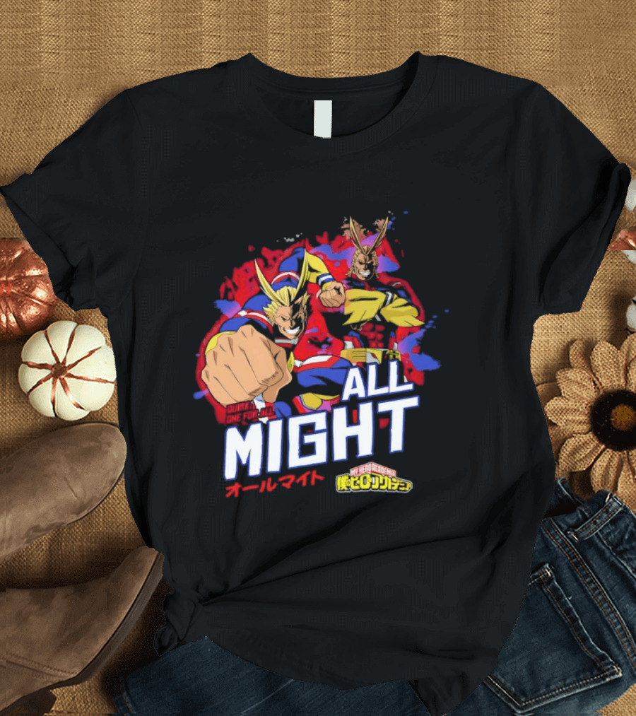 All Might My Hero Academia Anime Hero Iconic Character Art Quirk One For All T-Shirt