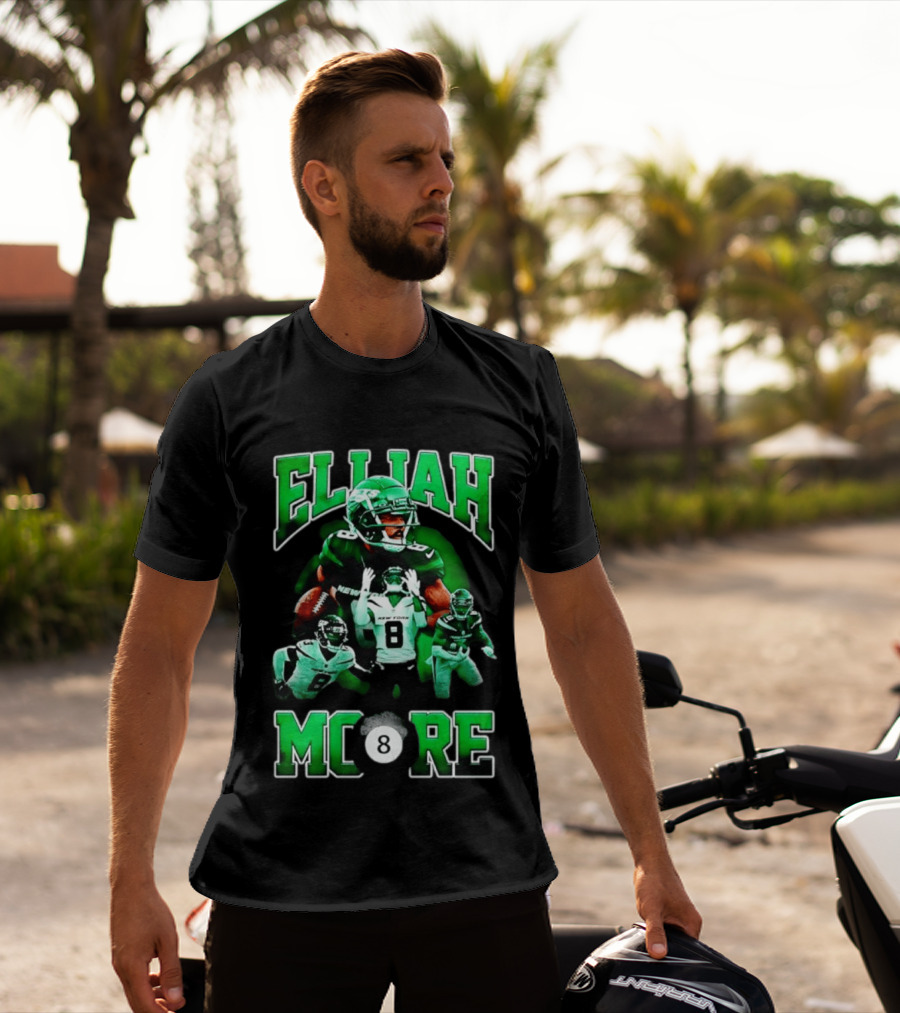 Elijah Moore New York Jets Number 8 NFL Team Player T-Shirt