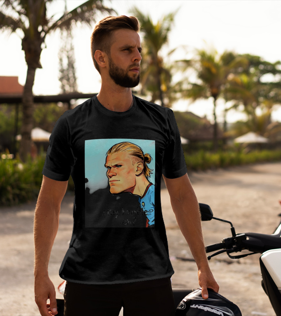 Erling Haaland Cartoon Manchester City Stay Humble Eh T-Shirt