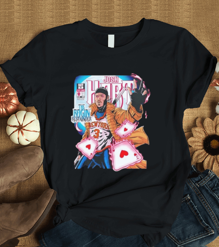 Josh Hart The Ragin' Rebounder Knicks New York Comic Style Basketball Cards T-Shirt