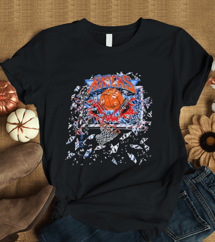 New York Knicks Basketball Backboard Shatter Explosive Glass Impact T-Shirt