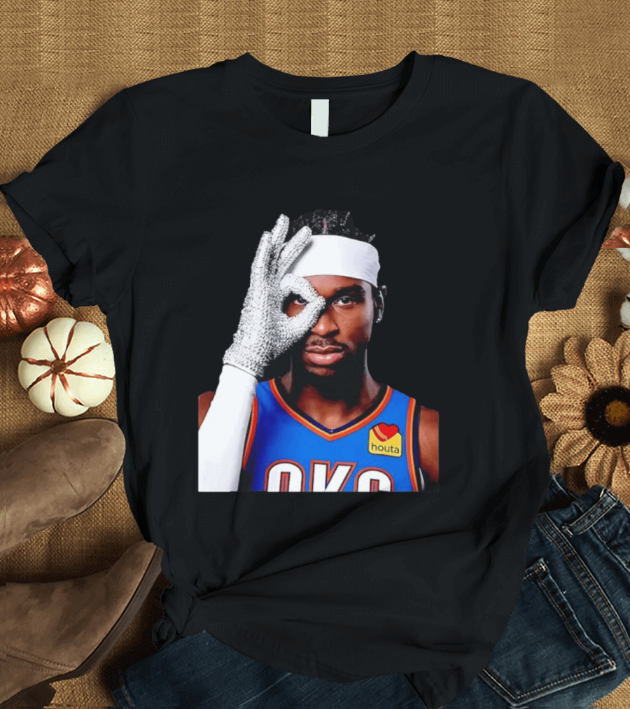 Shai Gilgeous Alexander Oklahoma City Thunder Clutch Player Of The Year 2026 Glitter Gloves Houta OKC T-Shirt