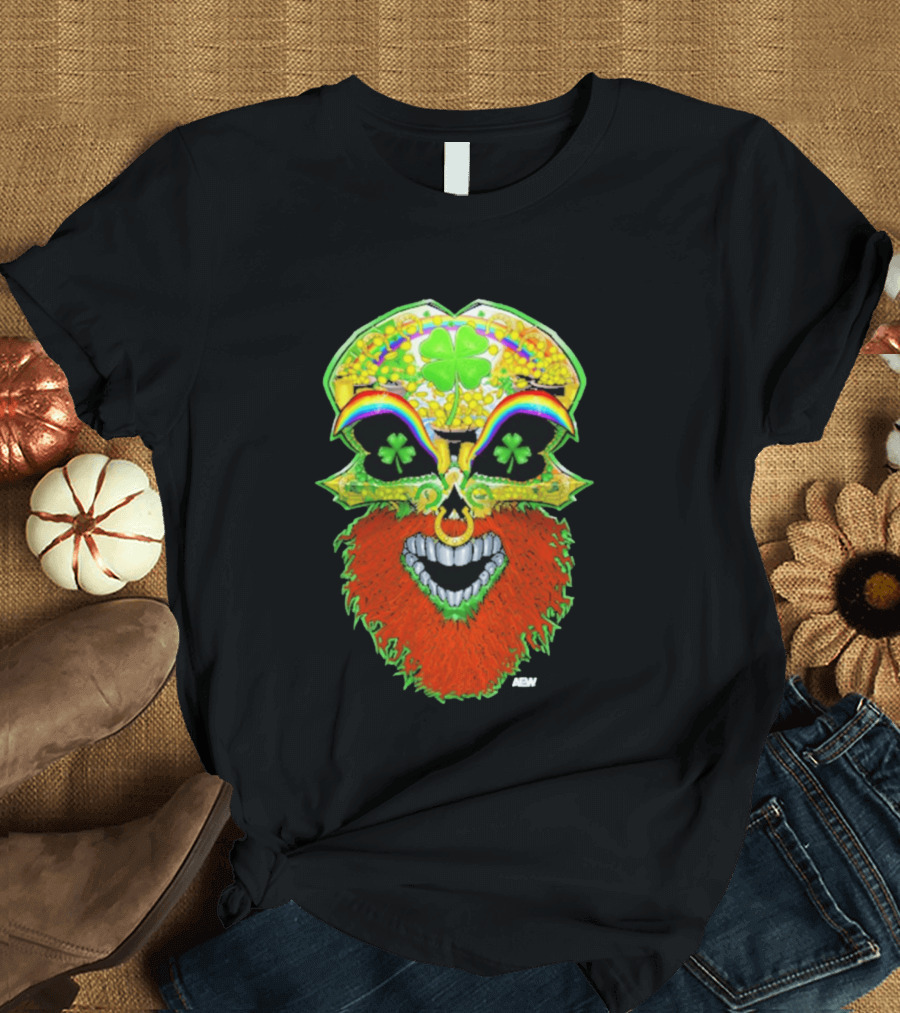 Tommaso Ciampa Lucky Psycho AEW Skull Four Leaf Clover Rainbow T-Shirt