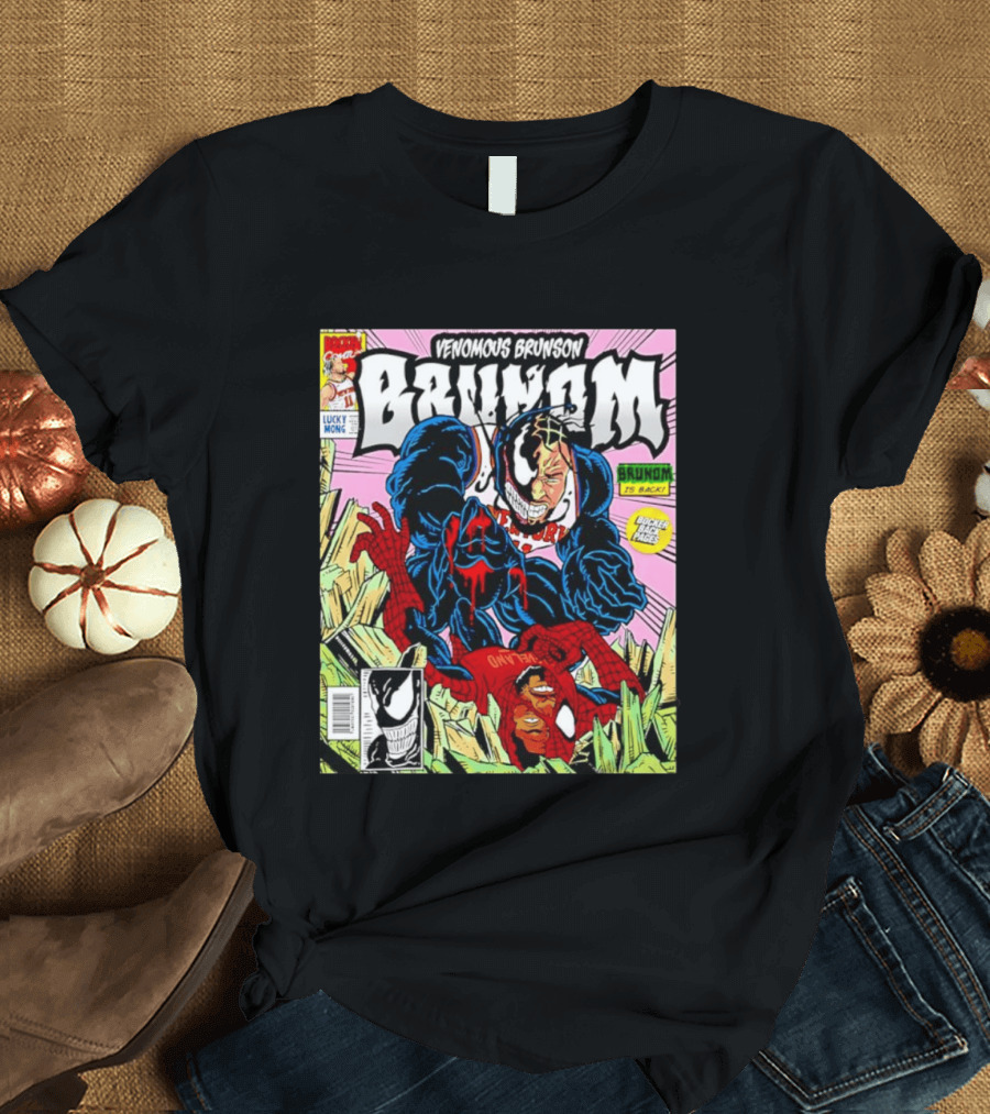 Venomous Brunson Venom X Jalen Brunson Marvel Comic Brunes Back Cover Price T-Shirt