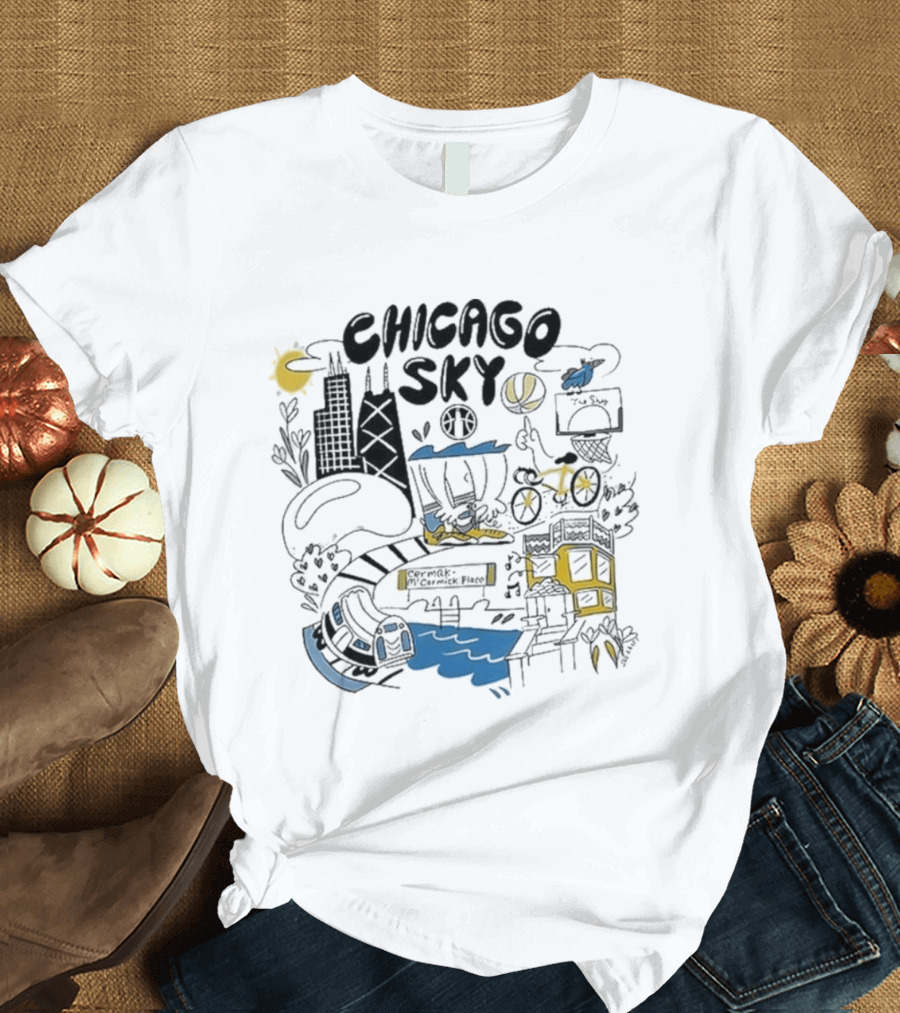 Chicago Sky 2026 Joe Kraft Skyline Basketball T-Shirt