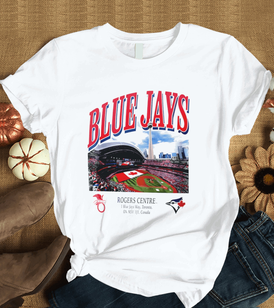 Blue Jays Rogers Centre Toronto Skyline CN Tower Baseball Stadium Canada T-Shirt