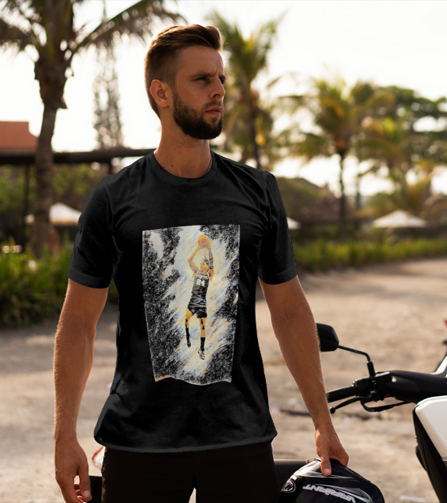 Devin Vassell 24 San Antonio Spurs Basketball Player In Iconic Action Pose T-Shirt
