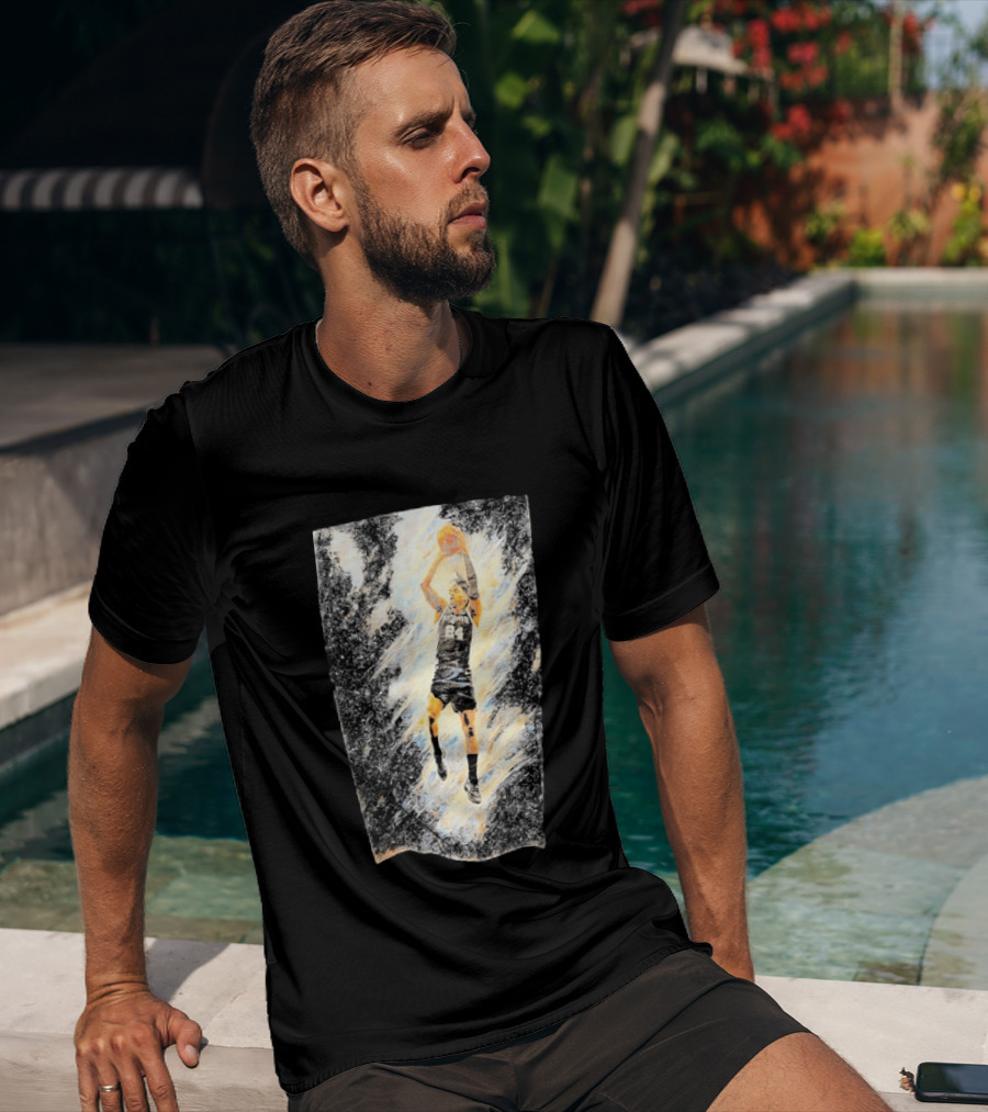 Devin Vassell 24 San Antonio Spurs Basketball Player In Iconic Action Pose T-Shirt