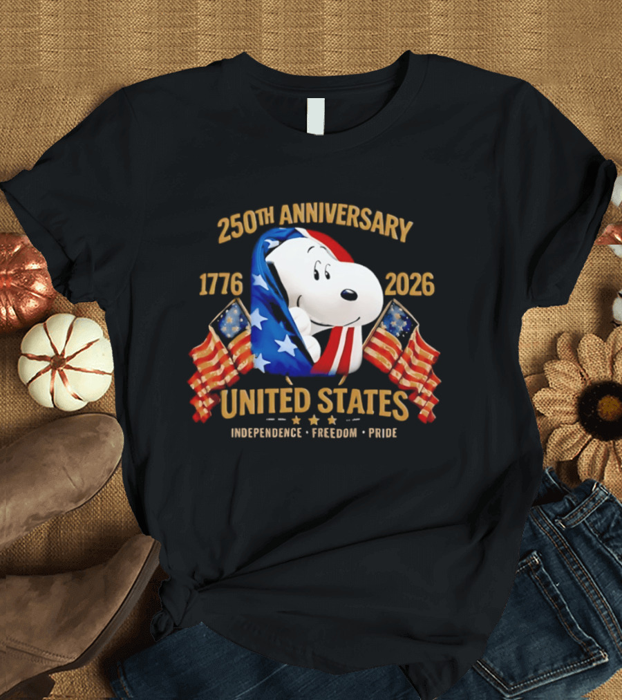 Snoopy 250th Anniversary United States 1776 2026 Independence Freedom Pride T-Shirt