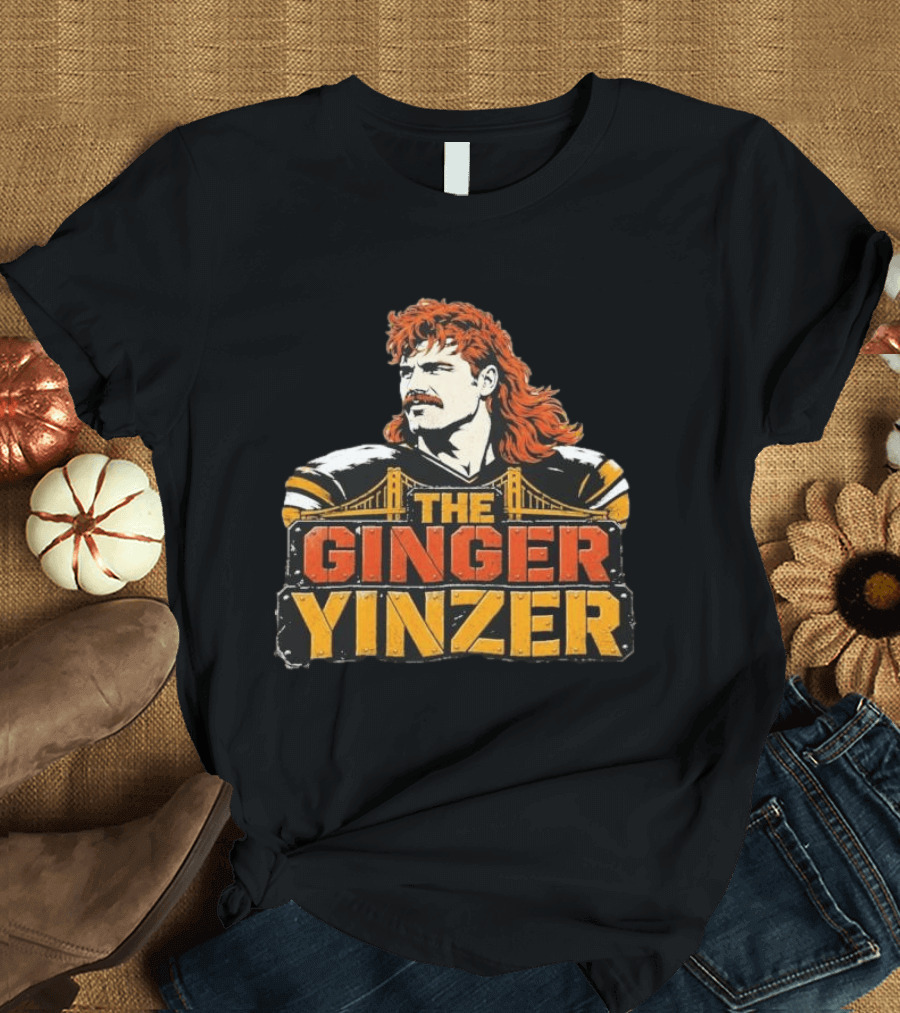 The Ginger Yinzer Pittsburgh Steel City Sports Icon With Red Hair And Mustache T-Shirt