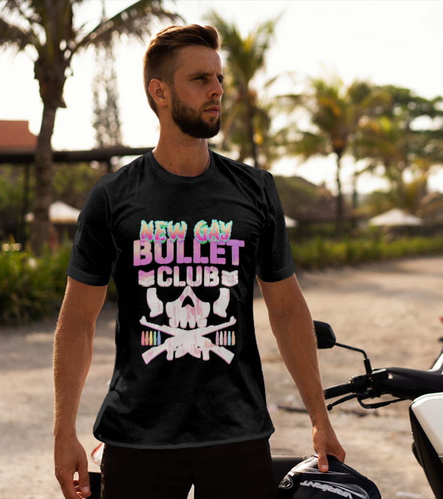 New Gay Bullet Club Skull Rainbow Pride T-Shirt