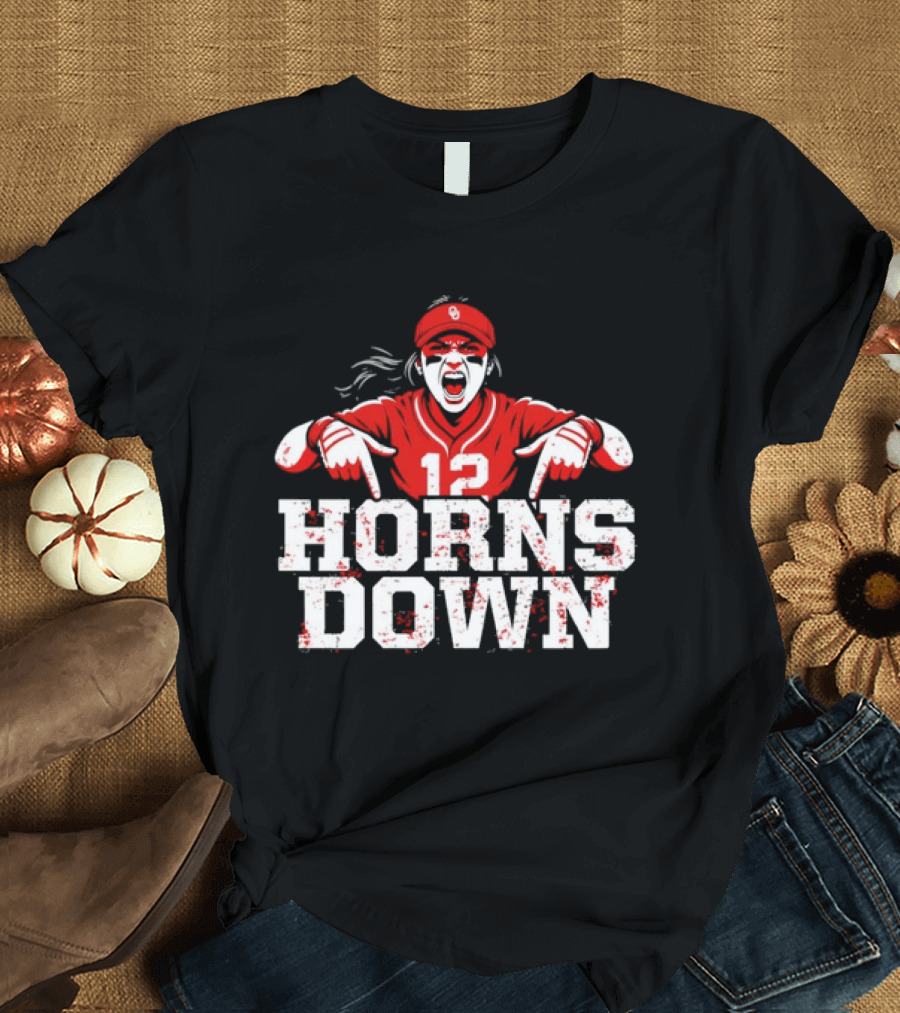 Oklahoma Sooners 12 Horns Down Girl Fan T-Shirt