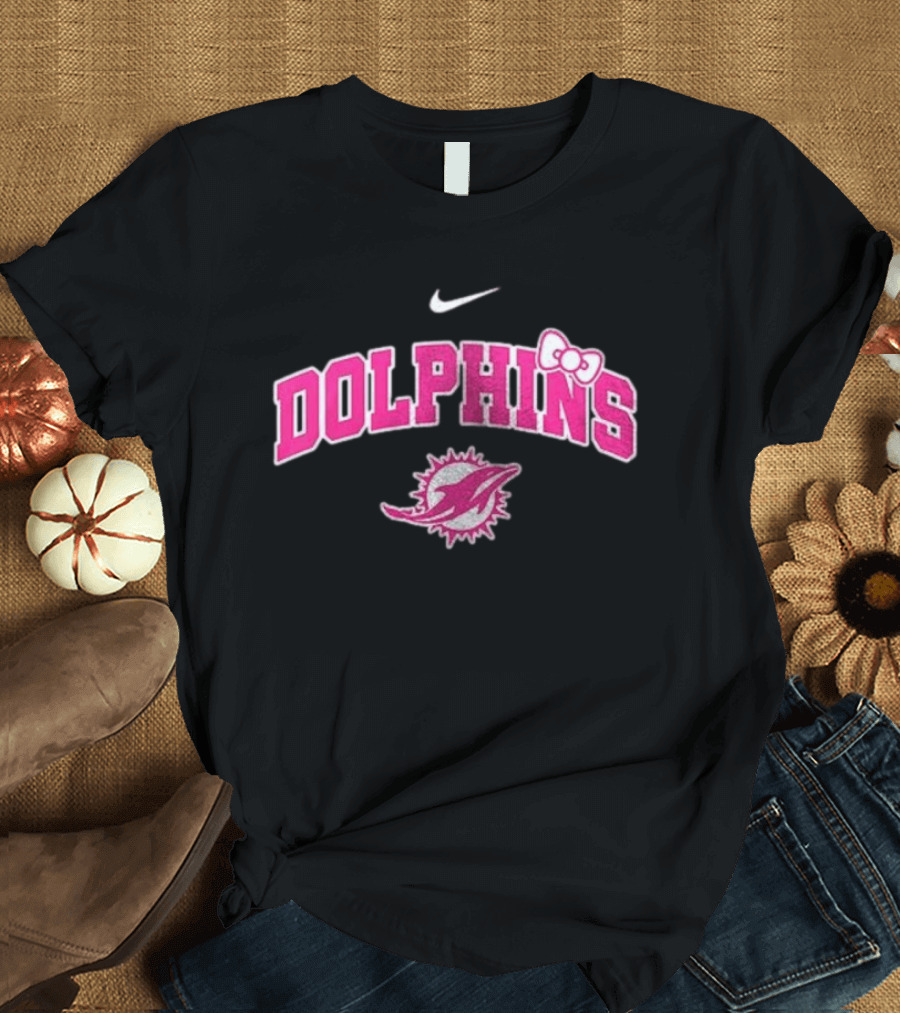 Miami Dolphins X Hello Kitty Her Fight Is Our Fight Pink Out T-Shirt