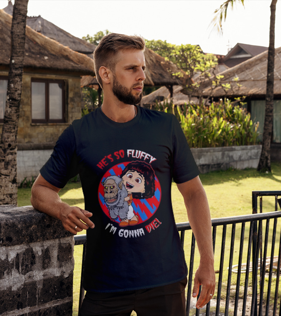 He's So Fluffy I'm Gonna Die Monster Hug Red Blue Circle T-Shirt
