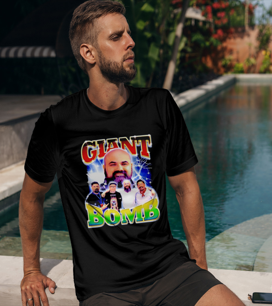 Giant Bomb Crew With Lightning Background 2026 T-Shirt