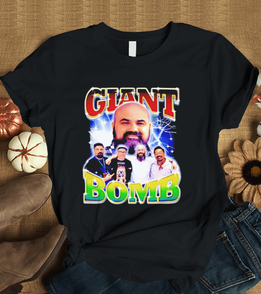 Giant Bomb Crew With Lightning Background 2026 T-Shirt