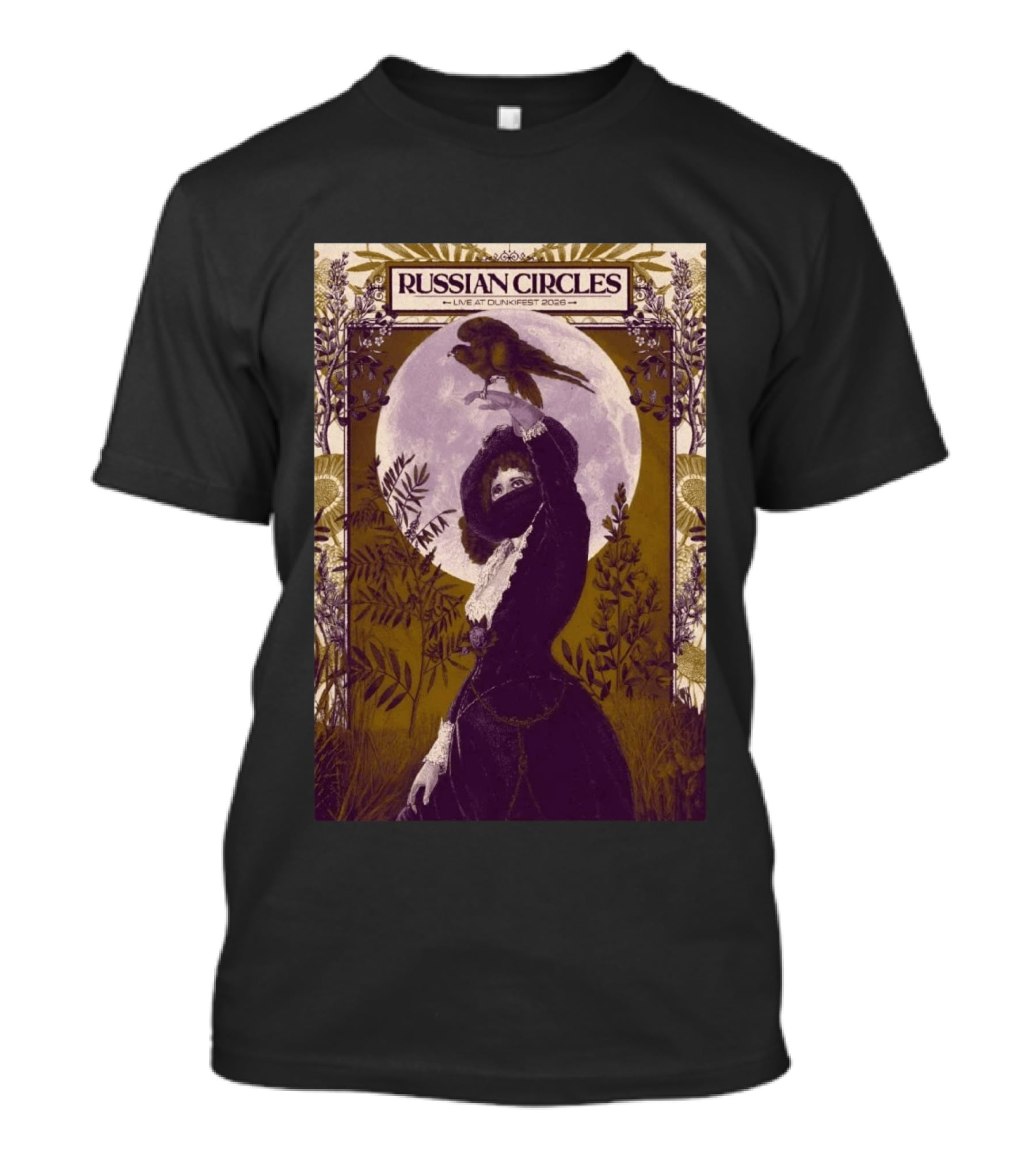 Russian Circles Live At Dunk!Fest 2026 Zottegem Belgium Moonlit Woman And Bird T-Shirt