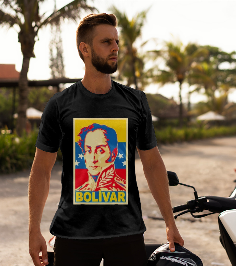 Bolivar Portrait Venezuelan Flag Colors Stars T-Shirt