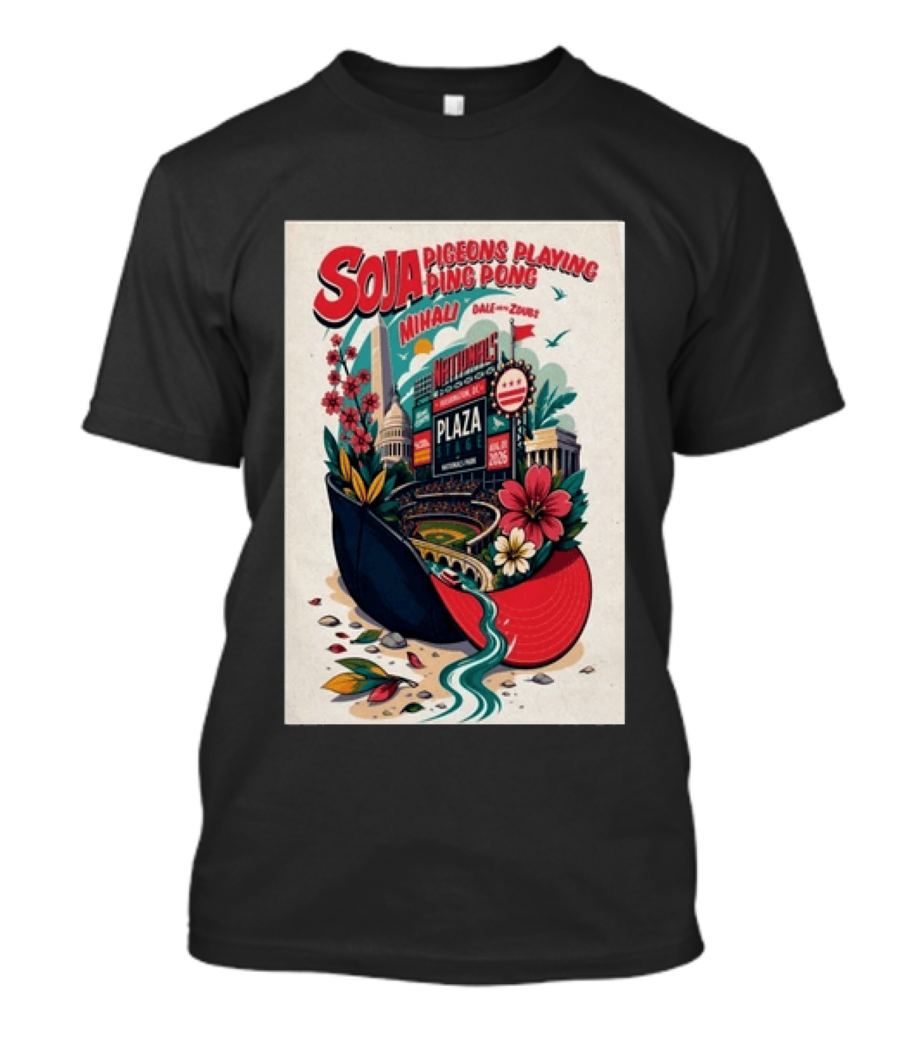 SOJA Pigeons Playing Ping Pong Nationals Park Plaza Stage Washington DC August 1 2026 T-Shirt