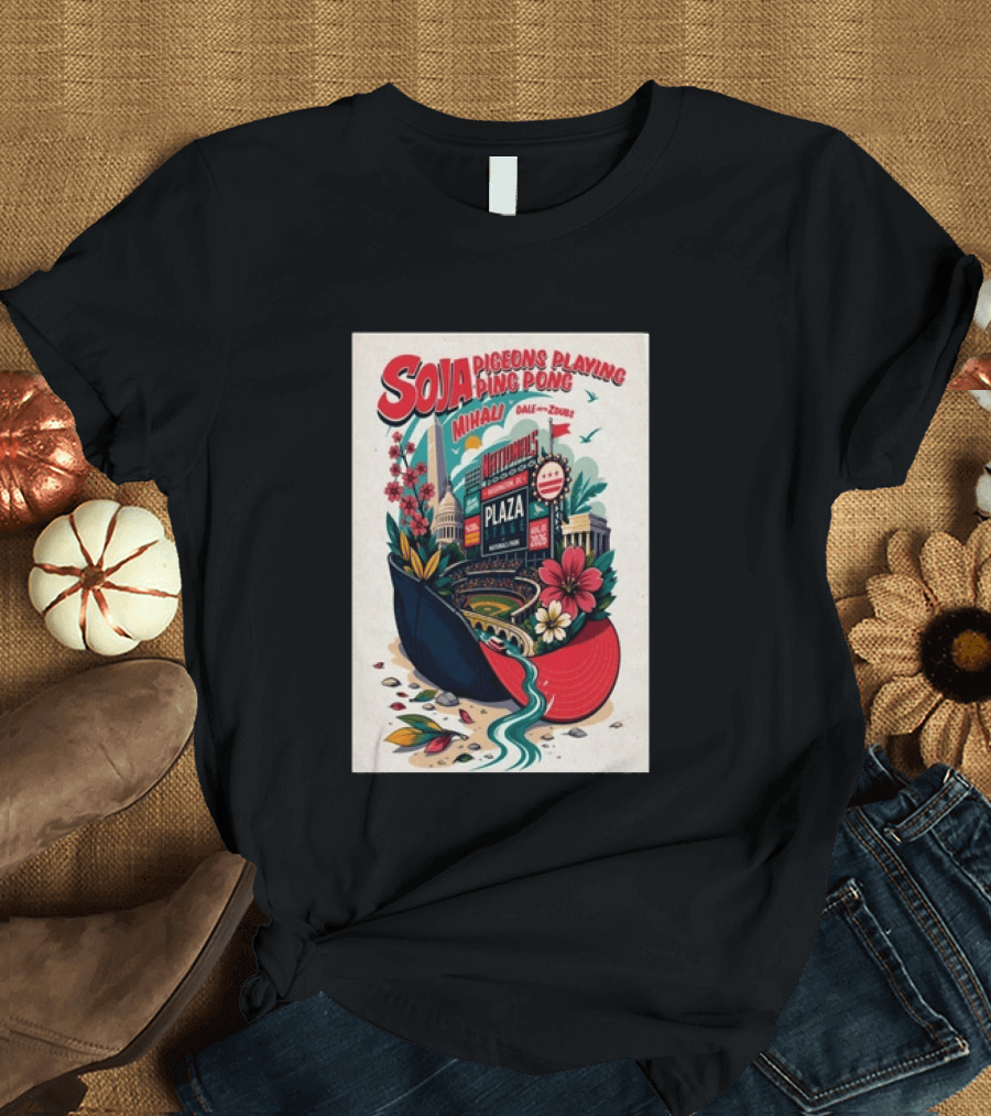 SOJA Pigeons Playing Ping Pong Nationals Park Plaza Stage Washington DC August 1 2026 T-Shirt