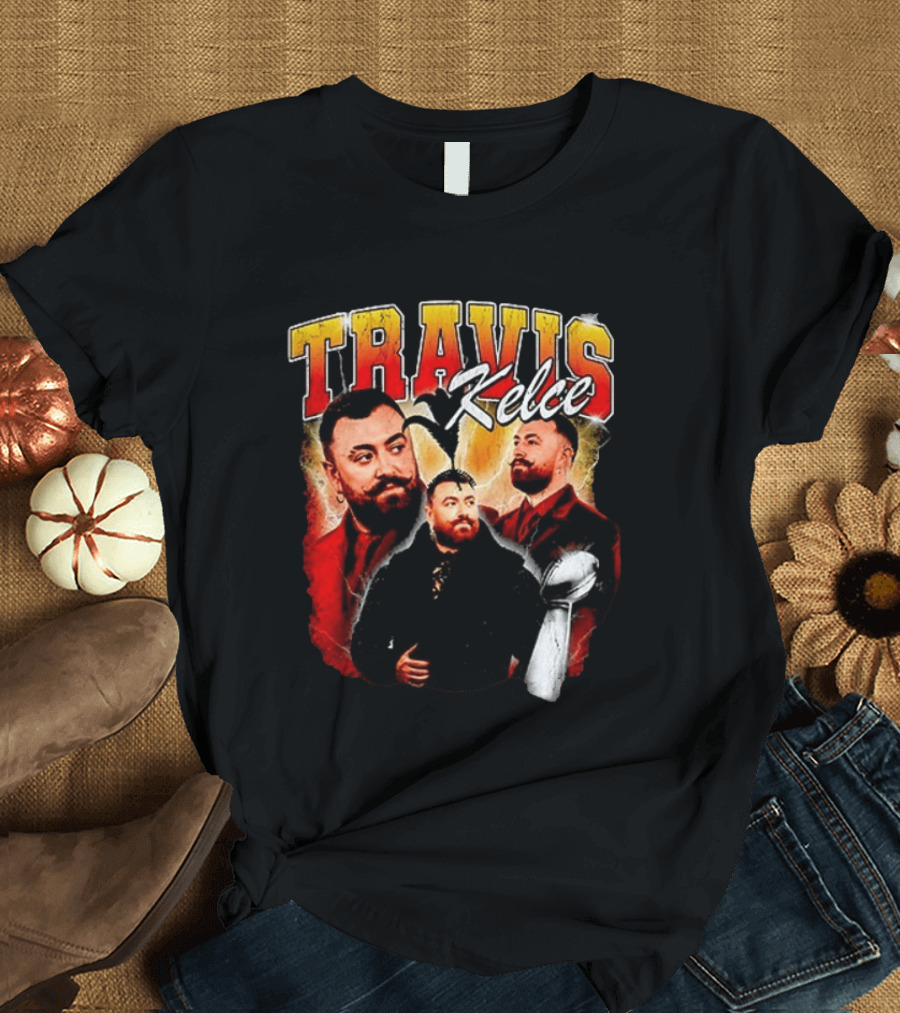 Travis Kelce Football 2026 With Trophy And Bold Portraits T-Shirt