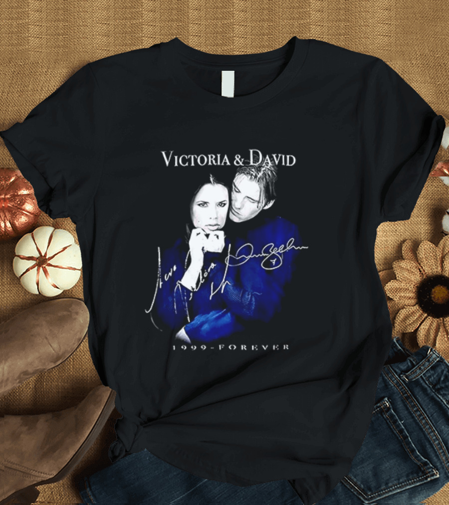 Victoria And David Beckham 1999 Forever Signatures T-Shirt