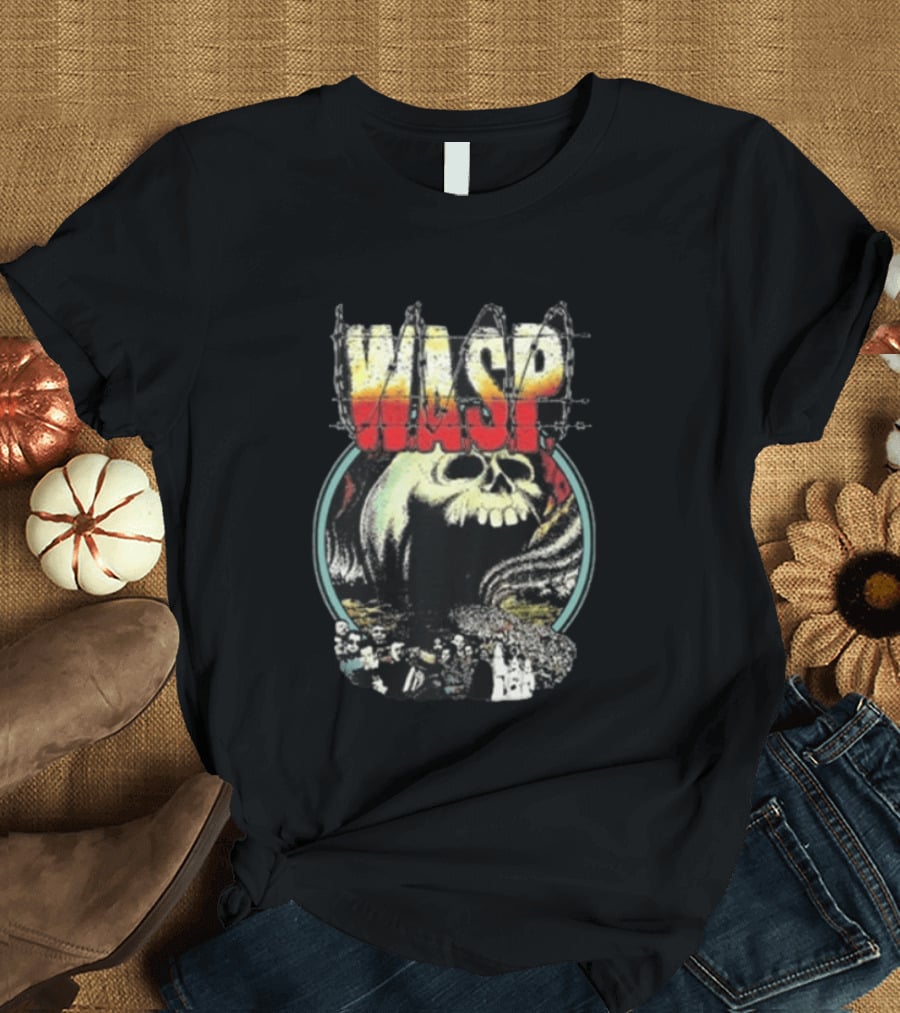WASP The Headless Children Skull Graphic Barbed Wire T-Shirt