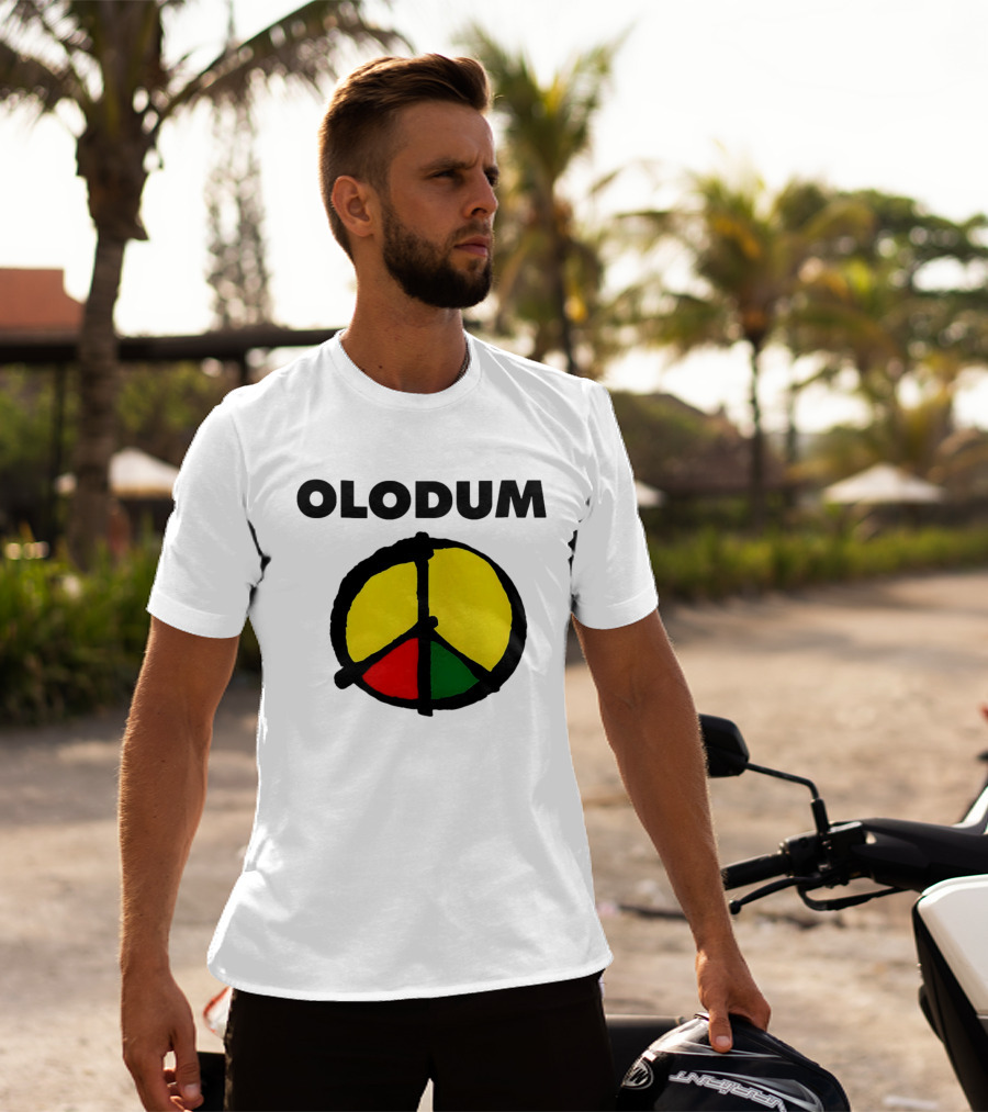 Michael Olodum Peace Symbol Red Yellow Green T-Shirt