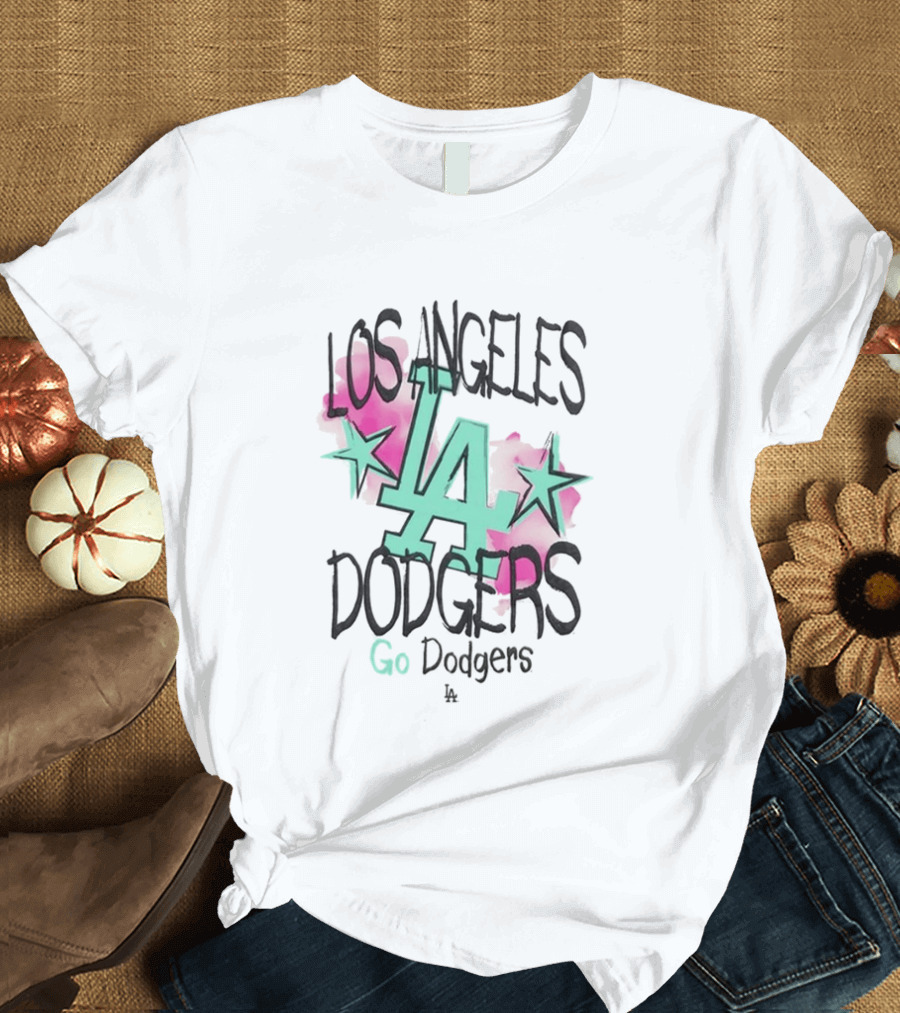 Los Angeles Dodgers LA Watercolor Stars Go Dodgers T-Shirt