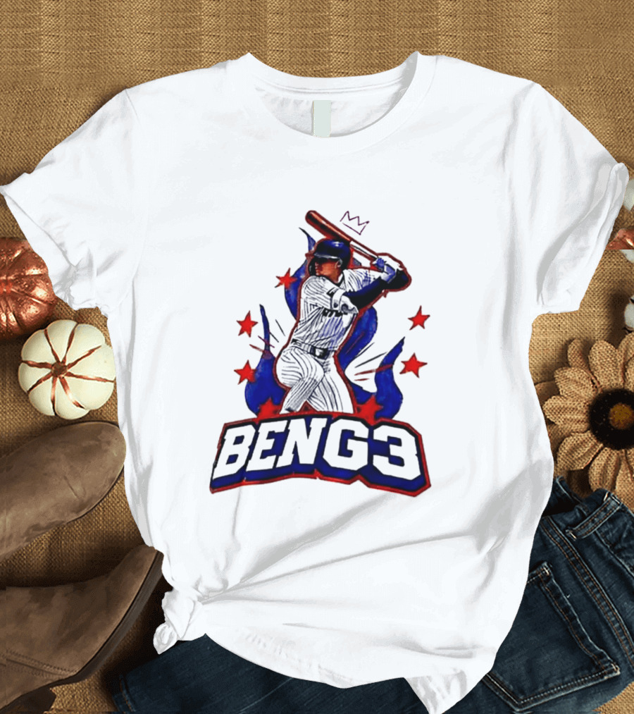 BENG3 Baseball Player Pinstripe Jersey Crown Stars T-Shirt