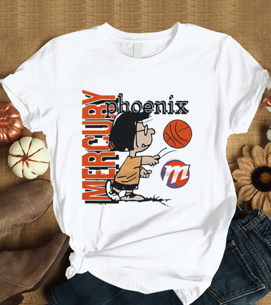 Phoenix Mercury WNBA Peanuts Marcie Basketball Collaboration T-Shirt