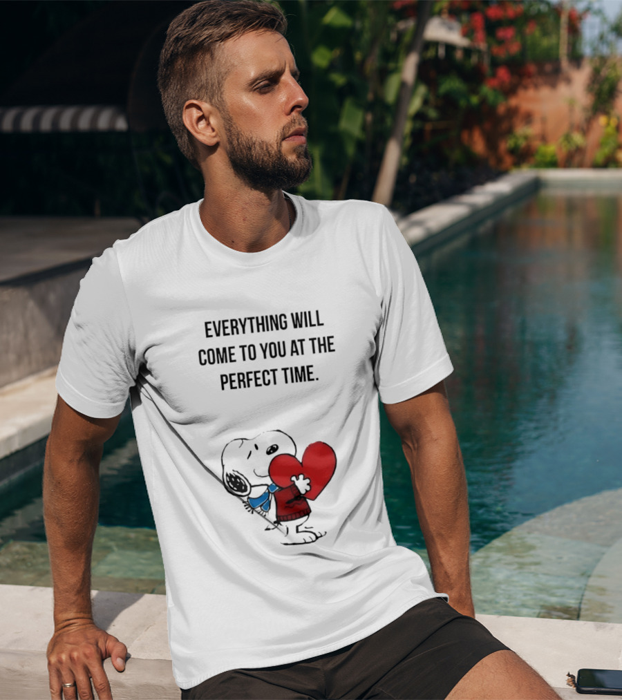 Snoopy Peanuts Everything Will Come To You At The Perfect Time Red Heart T-Shirt