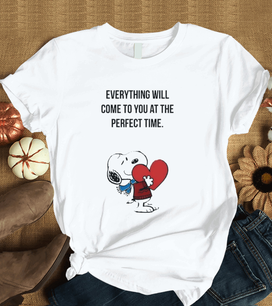 Snoopy Peanuts Everything Will Come To You At The Perfect Time Red Heart T-Shirt
