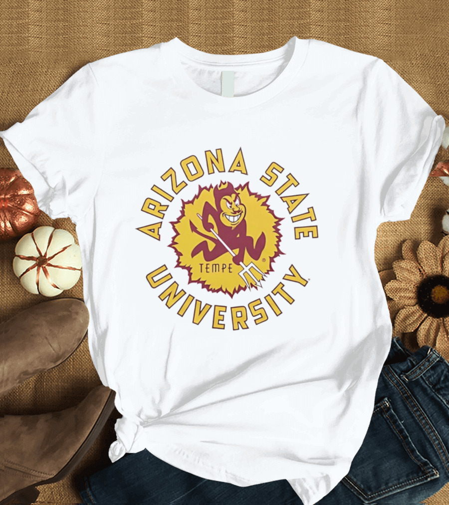 Arizona State University Sunburst Tempe Sparky Pitchfork T-Shirt
