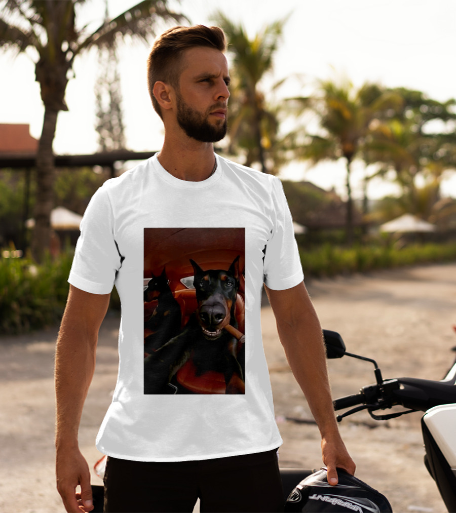 Doberman Smoking Cigar In Car Selfie T-Shirt