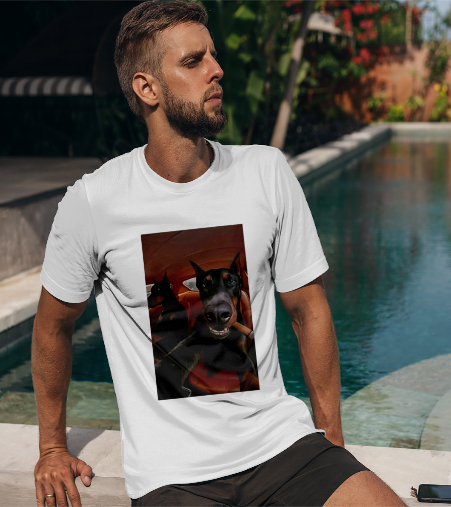 Doberman Smoking Cigar In Car Selfie T-Shirt