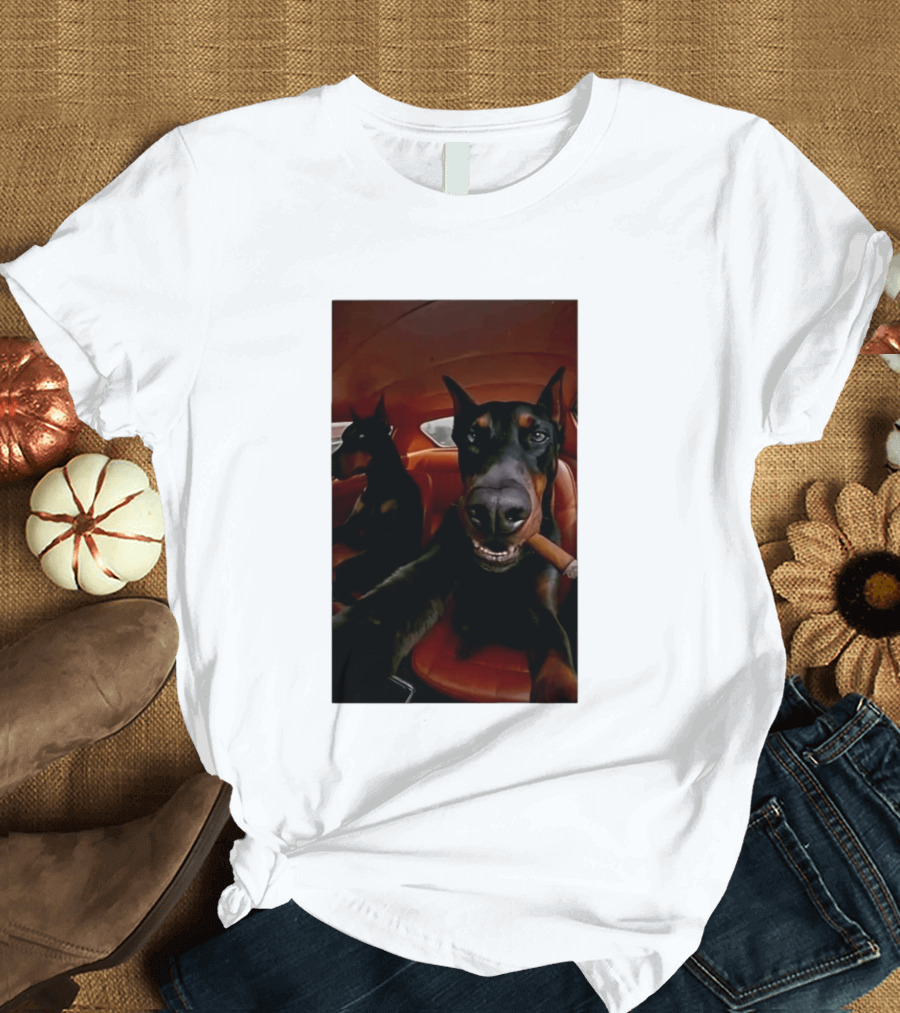 Doberman Smoking Cigar In Car Selfie T-Shirt
