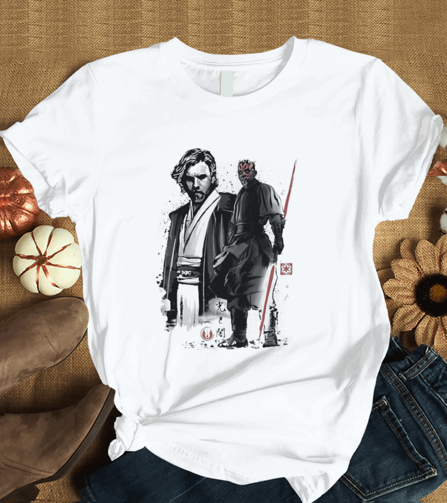 Fueled By Hatred And Revenge Obi Wan Kenobi Darth Maul Japanese Sumi E T-Shirt