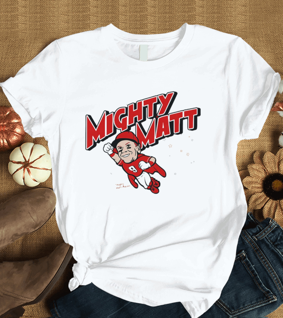 Mighty Matt McLain Cincinnati Reds Cartoon Superman T-Shirt