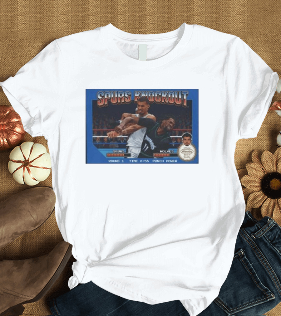 Original Spurs Knockout Official Wemby Spurs Vs Wolves Round 1 Time Punch Power T-Shirt