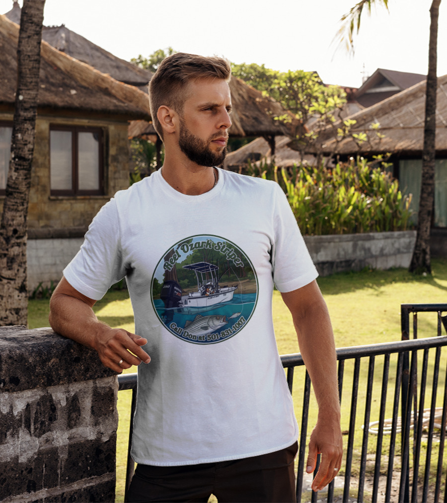 Reel Ozark Striper Call Don At 501 831 1007 Fishing Boat And Bass T-Shirt