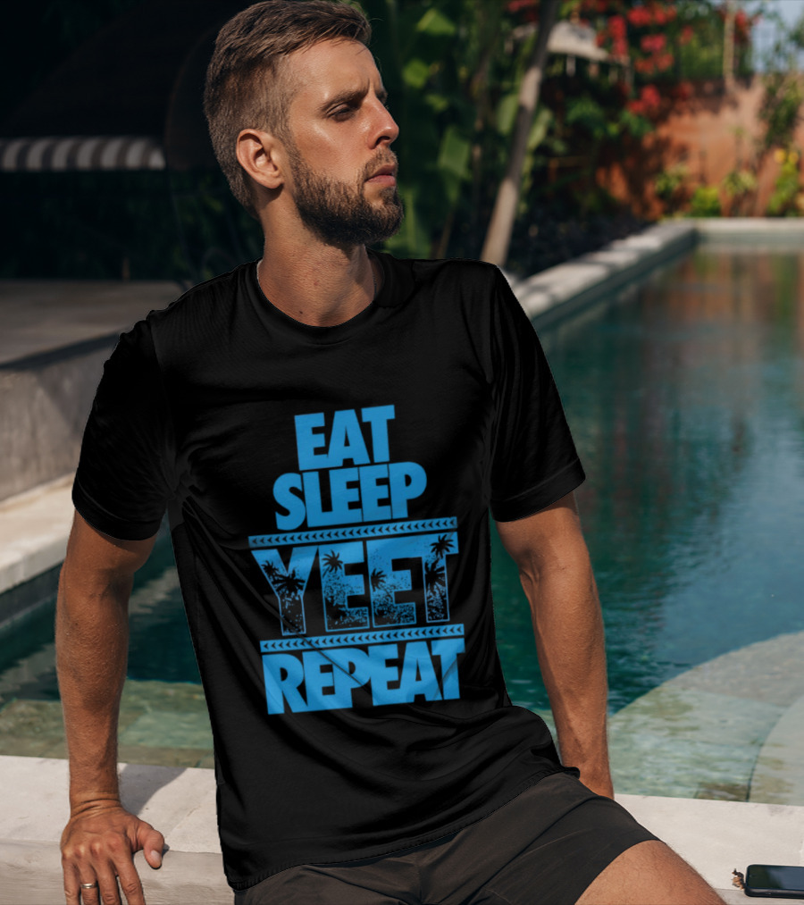 Eat Sleep Yeet Repeat WWE Jey Uso Blue Tropical T-Shirt