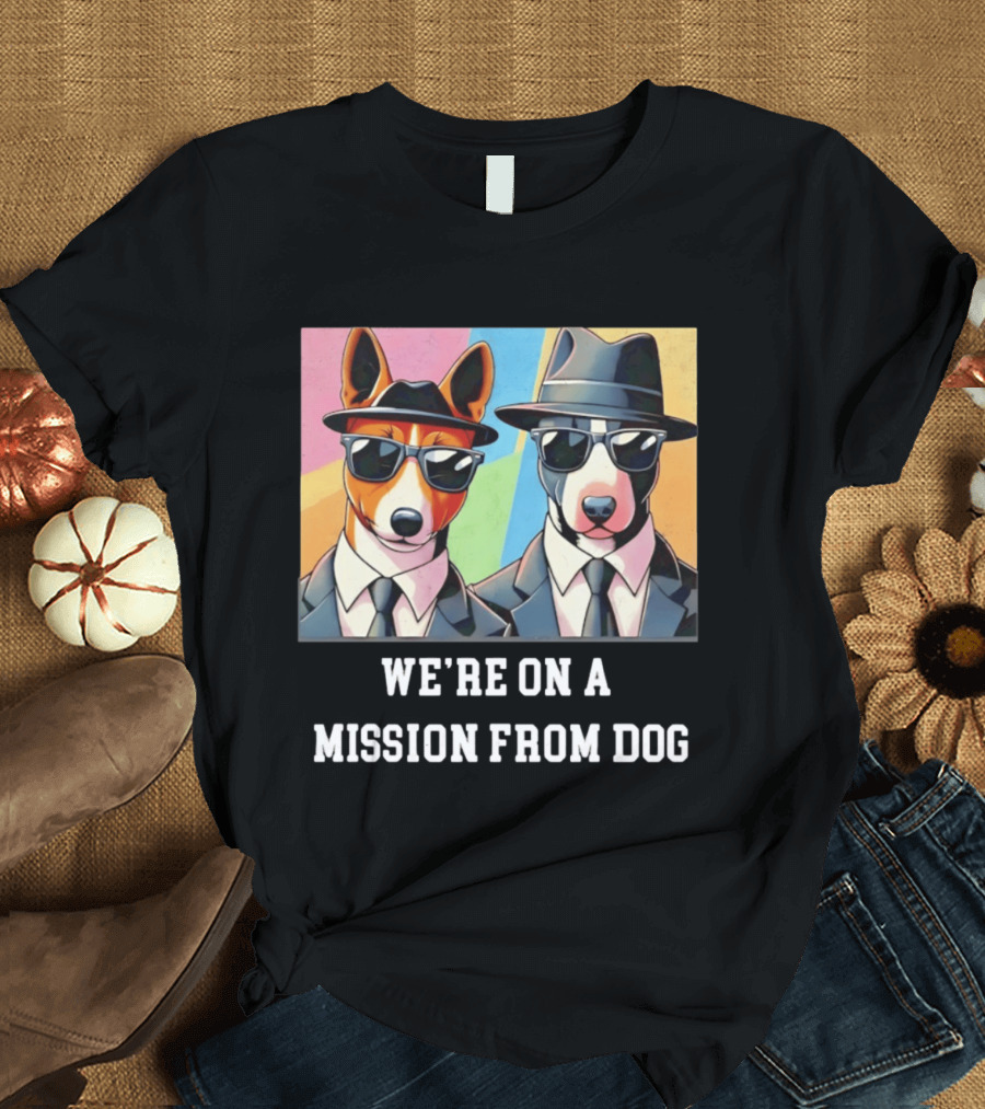 Basenji Dog Black Suit Mission From Dog Sunglasses And Hats T-Shirt
