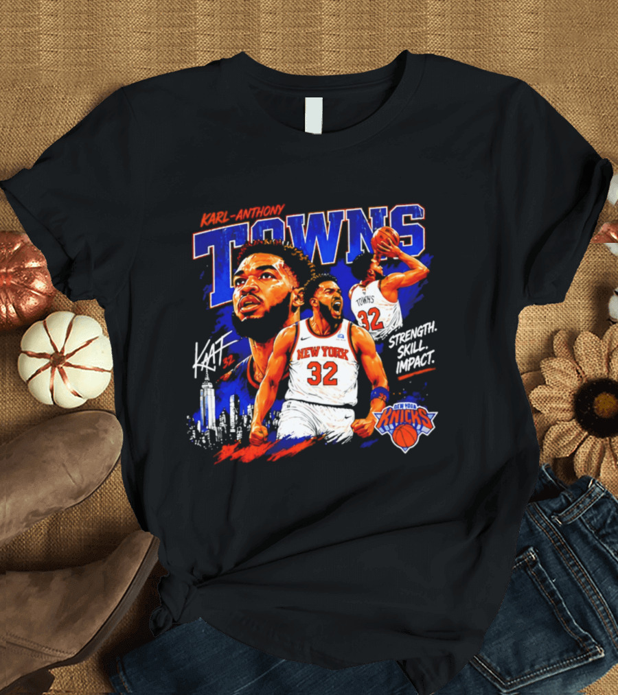 Karl Anthony Towns New York Knicks Strength Skill Impact 32 T-Shirt