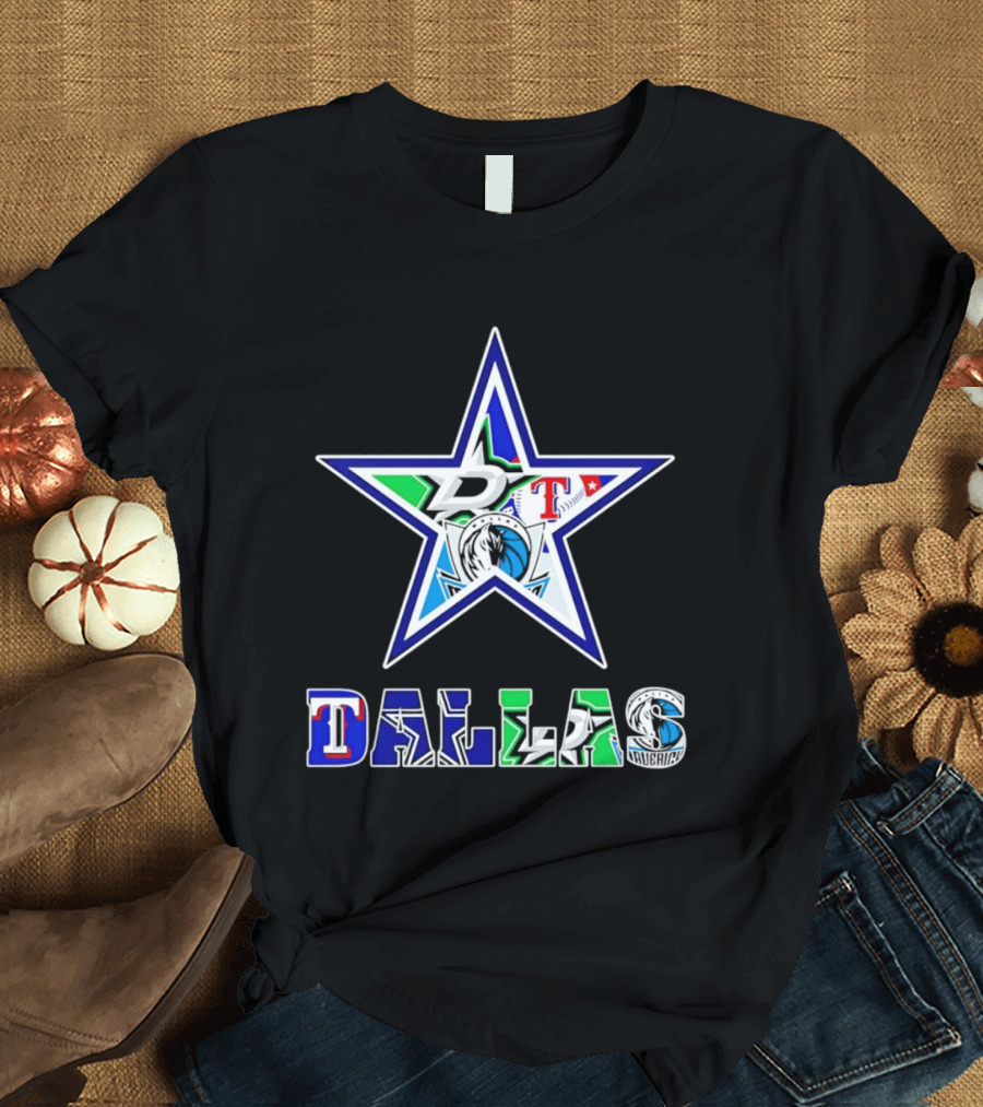 Dallas Cowboys Mavericks Stars Rangers Sports Team Star Mashup T-Shirt